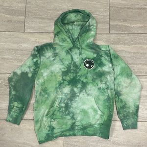 Size: Large hoodie, Brand: Know Bad Daze, Color: Green Tye Dye.